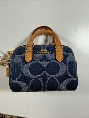 Coach denim Rowan bag charm new with tags